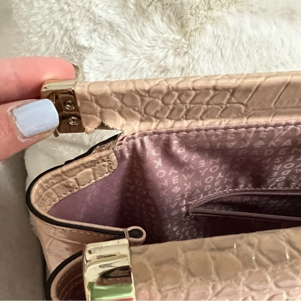 Pre-Owned Kate Spade Knightsbridge Constance Croc Leather Satchel Light Pink